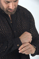 CB Camisa da Bahia Manga Longa Textura Orion - Cor: Preto